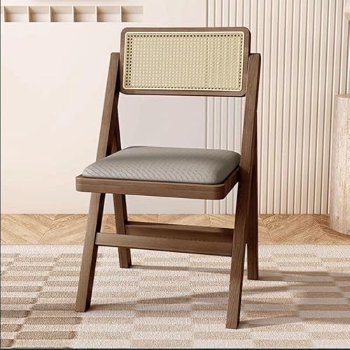 NMVAWIPT 2 Stück - Moderner Klappstuhl Aus Massivholz Mit Offener Rückenlehne for Den Heimgebrauch Im Wohn- Und Esszimmer(Upholstered,Walnut Gray) von NMVAWIPT