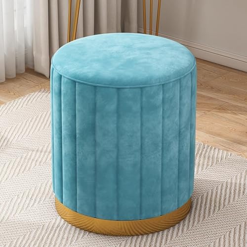 NMVAWIPT 2 Stück Runder Ottoman Mit Stauraum Aus Samt Goldenem Sockel – Kein Zusammenbau Erforderlich for Wohnzimmer Und Schlafzimmer(Blue,Non-Storage) von NMVAWIPT