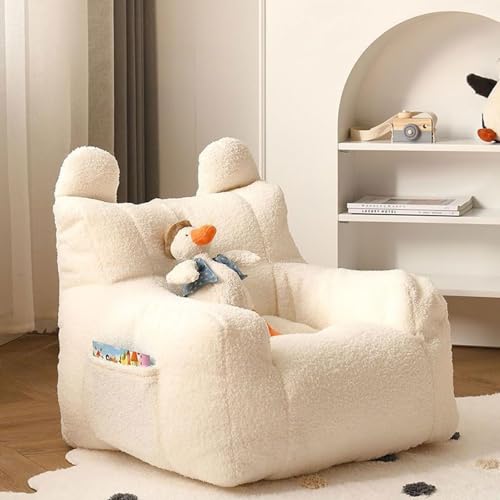 NMVAWIPT 2 Stück – Sitzsäcke, Ultraweicher Sofasessel, Flauschige Lammwolle, Riesig, Mit Seitentasche, Bequem for Schlafzimmer, Wohnzimmer Und Büros(Off White) von NMVAWIPT