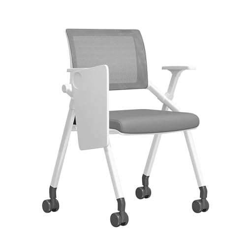 NMVAWIPT 2 Stück - Tablet-Sessel for Studenten Mit Angeschlossenem Schreibtisch, Netz-Computer Rädern, Konferenz-Bürostühle, Klappbarer Stauraum, Sessel(Gray) von NMVAWIPT
