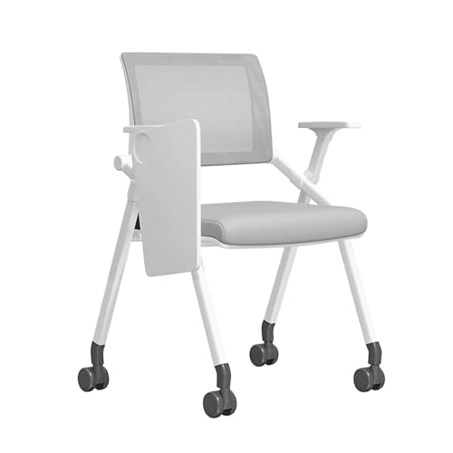 NMVAWIPT 2 Stück - Tablet-Sessel for Studenten Mit Angeschlossenem Schreibtisch, Netz-Computer Rädern, Konferenz-Bürostühle, Klappbarer Stauraum, Sessel(Light Grey) von NMVAWIPT