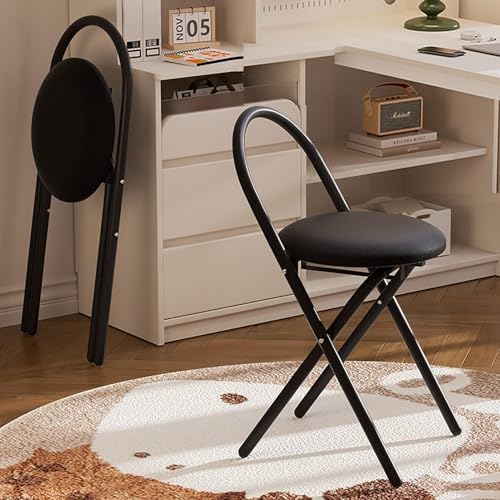 NMVAWIPT 2 Stück - Tragbarer, Klappbarer Barhocker Mit Rückenlehne, Stapelbarer Esszimmerstuhl Mit Lederpolsterung, Höhe 71 cm, Kompakt, Einfache Lagerung(Style2) von NMVAWIPT