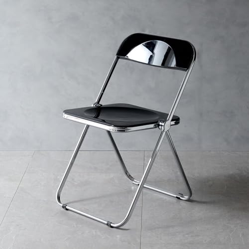 NMVAWIPT 2 Stück Transparenter Klappstuhl Aus Acryl, Esszimmerstuhl Mit Rückenlehne, Klappbare Stühle for Das Wohnzimmer Im Büro Zu Hause(Opaque Black) von NMVAWIPT
