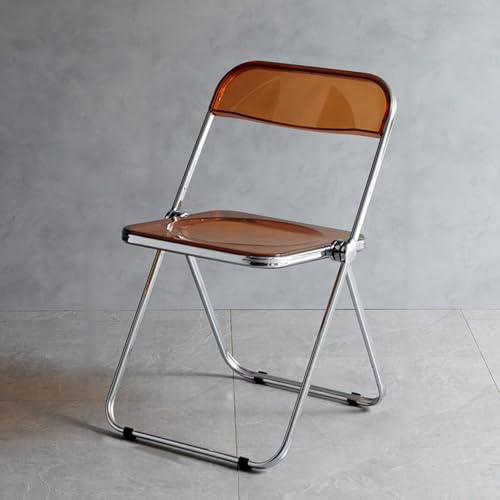 NMVAWIPT 2 Stück Transparenter Klappstuhl Aus Acryl, Esszimmerstuhl Mit Rückenlehne, Klappbare Stühle for Das Wohnzimmer Im Büro Zu Hause(Orange) von NMVAWIPT
