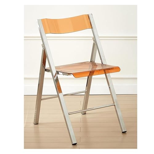 NMVAWIPT 2 Stück - Transparenter Klappstuhl Aus Acryl – Stapelbarer Moderner Esszimmerhocker Mit Metallrahmen, Ohne Armlehnen Und Leicht for Zuhause Oder Das Büro(Orange) von NMVAWIPT