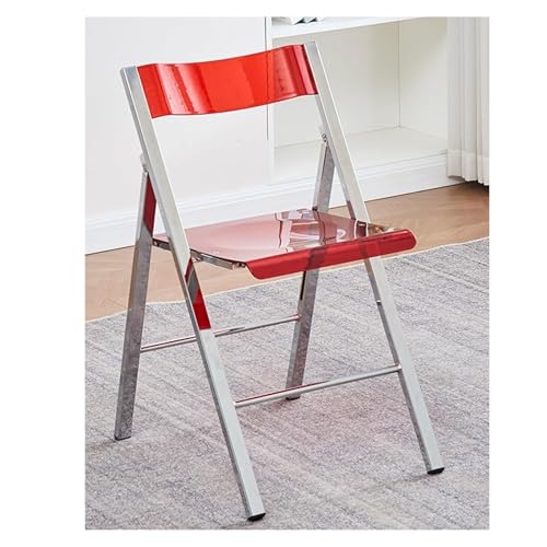 NMVAWIPT 2 Stück - Transparenter Klappstuhl Aus Acryl – Stapelbarer Moderner Esszimmerhocker Mit Metallrahmen, Ohne Armlehnen Und Leicht for Zuhause Oder Das Büro(Red) von NMVAWIPT