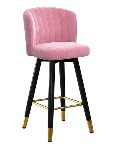 NMVAWIPT 2 Stück Um 360 Grad Drehbare Barhocker In Thekenhöhe, Barhocker Mit Rückenlehne, Moderner Hochstuhl Aus Samt, Barhocker Mit Metallrahmen(Pink) von NMVAWIPT
