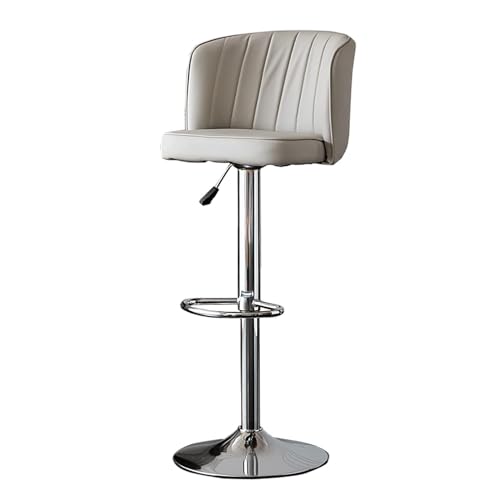 NMVAWIPT 2 Stück - Verstellbare, Drehbare Barhocker Mit Fußstütze, Rückenlehne Aus PU-Leder Mit Thekenhöhe, Moderne Barhocker for Kücheninsel, Esszimmer, Pub(Light Grey) von NMVAWIPT