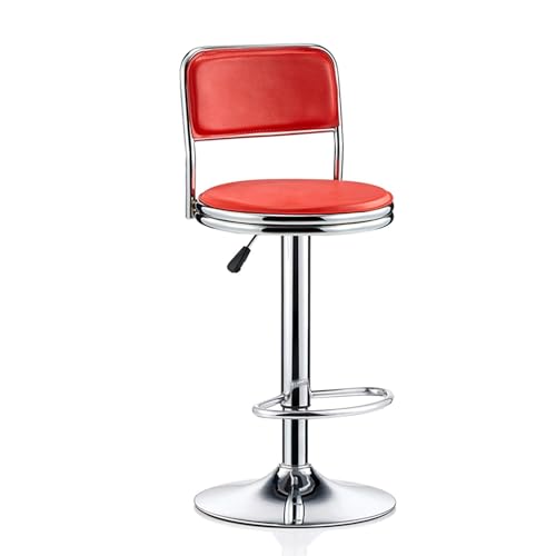 NMVAWIPT 2 Stück - Verstellbare, Drehbare Barhocker Mit Sitz Aus PU-Leder, Höhenverstellbare Thekenstühle for Kücheninsel Und Esszimmer(Red,38) von NMVAWIPT