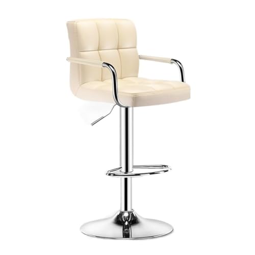 NMVAWIPT 2 Stück Verstellbare Drehbare Barhocker Mit Armlehnen, Industrielle Metallstühle Thekenhöhe for Küche Und Esszimmer(Beige) von NMVAWIPT