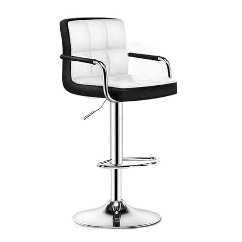 NMVAWIPT 2 Stück Verstellbare Drehbare Barhocker Mit Armlehnen, Industrielle Metallstühle Thekenhöhe for Küche Und Esszimmer(Black+White) von NMVAWIPT