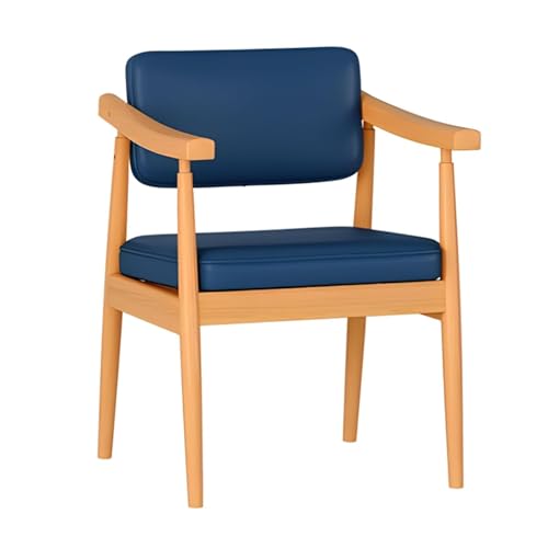 NMVAWIPT 2 Stück - Vintage-Esszimmerstühle Aus Massivem Holz Mit Armlehnen, Mid-Century-Schreibtisch Kunstledersitz, Wohnzimmer, Arbeitszimmer, Lesen(Blue) von NMVAWIPT