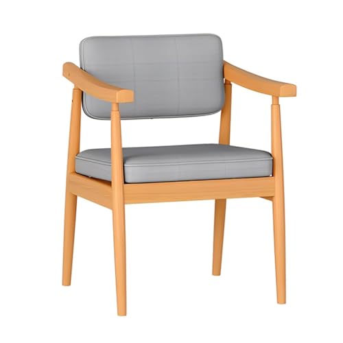 NMVAWIPT 2 Stück - Vintage-Esszimmerstühle Aus Massivem Holz Mit Armlehnen, Mid-Century-Schreibtisch Kunstledersitz, Wohnzimmer, Arbeitszimmer, Lesen(Grey 1) von NMVAWIPT