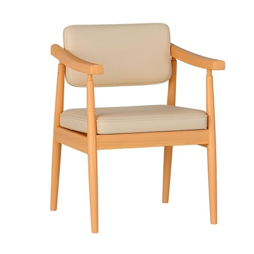 NMVAWIPT 2 Stück - Vintage-Esszimmerstühle Aus Massivem Holz Mit Armlehnen, Mid-Century-Schreibtisch Kunstledersitz, Wohnzimmer, Arbeitszimmer, Lesen(Khaki) von NMVAWIPT