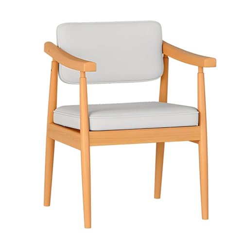 NMVAWIPT 2 Stück - Vintage-Esszimmerstühle Aus Massivem Holz Mit Armlehnen, Mid-Century-Schreibtisch Kunstledersitz, Wohnzimmer, Arbeitszimmer, Lesen(White) von NMVAWIPT