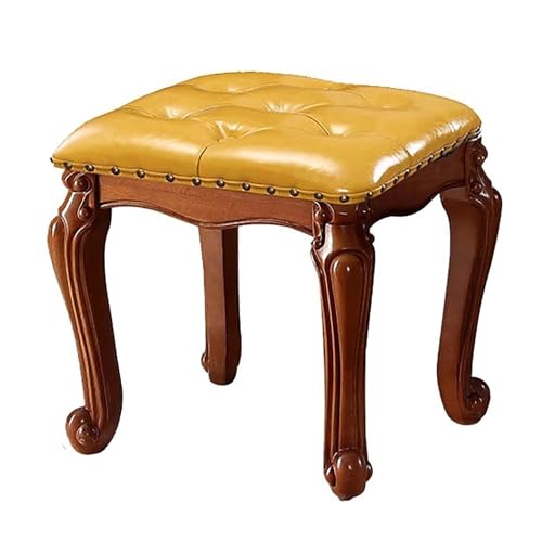 NMVAWIPT 2 Stück Vintage-Fußstütze Aus Leder Mit Massivholzrahmen, Geschnitztes Design for Wohnzimmer Oder Eingangsbereich(#4,15.7" H) von NMVAWIPT
