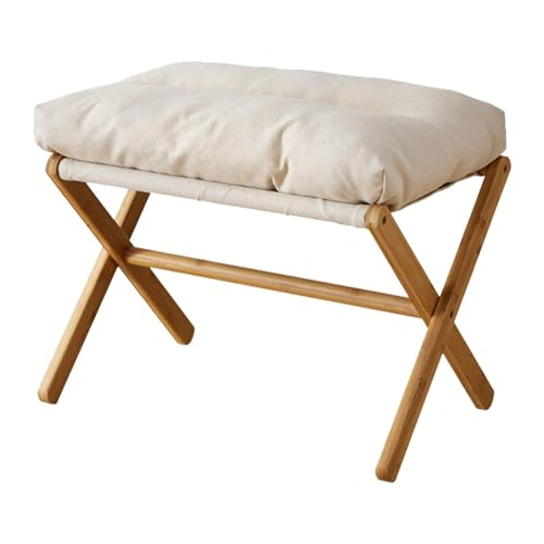 NMVAWIPT 2 Stücke Klapp Fuß Hocker Mit X Beine Weiche Ottomane for Couch Wohnzimmer Schlafzimmer(Beige) von NMVAWIPT
