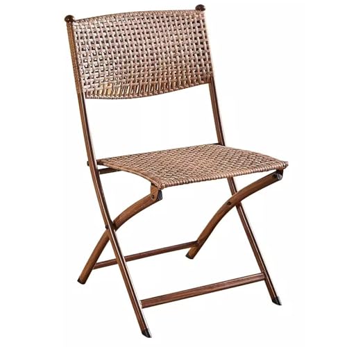 NMVAWIPT 2 Stücke-Rattan Klappstuhl Mit Rückenlehne for Outdoor Terrasse Rasen Balkon Pool(Color 1,Seat Height 17.7") von NMVAWIPT