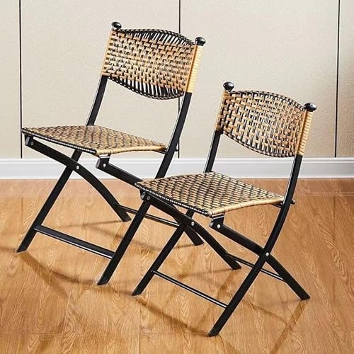NMVAWIPT 2 Stücke-Rattan Klappstuhl Mit Rückenlehne for Outdoor Terrasse Rasen Balkon Pool(Color 2,Seat Height 17.7") von NMVAWIPT