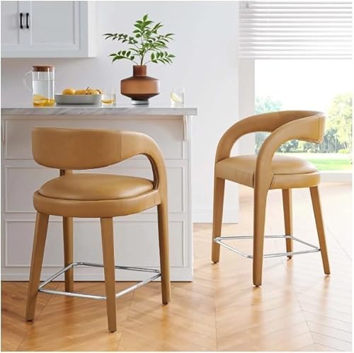 NMVAWIPT 2-teilige Barhocker In Thekenhöhe Mit Rückenlehne Und Fußstütze, Samt Gepolsterte for Die Kücheninsel Oder Hausbar(Brown,Sitting Height 64cm) von NMVAWIPT