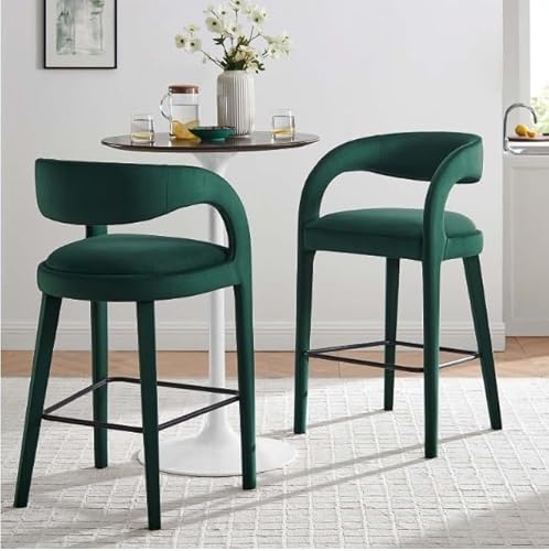 NMVAWIPT 2-teilige Barhocker In Thekenhöhe Mit Rückenlehne Und Fußstütze, Samt Gepolsterte for Die Kücheninsel Oder Hausbar(Green,Sitting Height 64cm) von NMVAWIPT