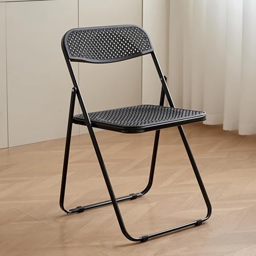 NMVAWIPT 2-teiliger Atmungsaktiver Klappstuhl for Home Office Badezimmer Schlafzimmer Indoor Outdoor, Ergonomischer Esszimmersitz Mit Metallrahmen(Black) von NMVAWIPT