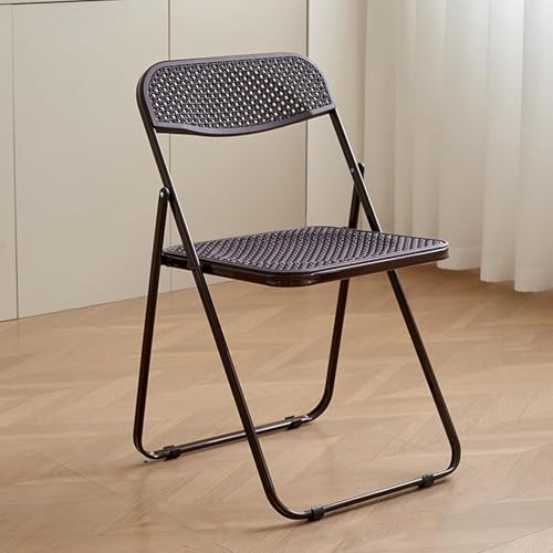 NMVAWIPT 2-teiliger Atmungsaktiver Klappstuhl for Home Office Badezimmer Schlafzimmer Indoor Outdoor, Ergonomischer Esszimmersitz Mit Metallrahmen(Brown) von NMVAWIPT