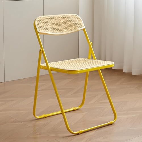 NMVAWIPT 2-teiliger Atmungsaktiver Klappstuhl for Home Office Badezimmer Schlafzimmer Indoor Outdoor, Ergonomischer Esszimmersitz Mit Metallrahmen(Yellow) von NMVAWIPT