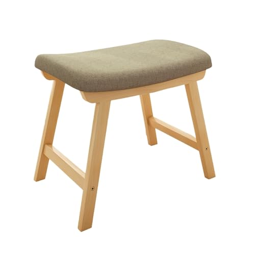 NMVAWIPT 2-teiliger Hocker Aus Baumwollleinen Mit Beinen Massivholz – Sitzfläche Hochdichtem Schwamm, Abnehmbarer, Waschbarer Bezug, rutschfeste Fußstütze(Brown,L) von NMVAWIPT