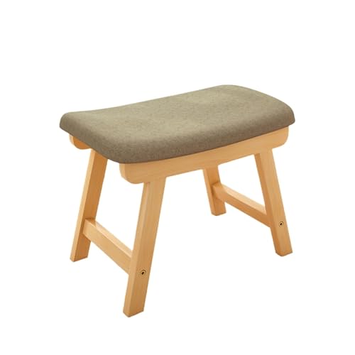 NMVAWIPT 2-teiliger Hocker Aus Baumwollleinen Mit Beinen Massivholz – Sitzfläche Hochdichtem Schwamm, Abnehmbarer, Waschbarer Bezug, rutschfeste Fußstütze(Brown,M) von NMVAWIPT