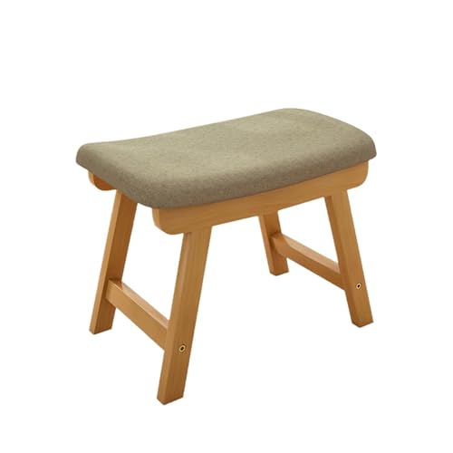 NMVAWIPT 2-teiliger Hocker Aus Baumwollleinen Mit Beinen Massivholz – Sitzfläche Hochdichtem Schwamm, Abnehmbarer, Waschbarer Bezug, rutschfeste Fußstütze(Brown 1,M) von NMVAWIPT