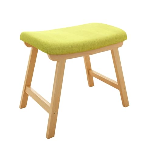 NMVAWIPT 2-teiliger Hocker Aus Baumwollleinen Mit Beinen Massivholz – Sitzfläche Hochdichtem Schwamm, Abnehmbarer, Waschbarer Bezug, rutschfeste Fußstütze(Green,L) von NMVAWIPT