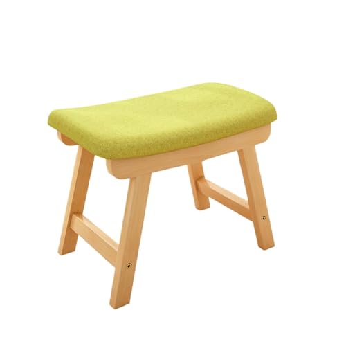 NMVAWIPT 2-teiliger Hocker Aus Baumwollleinen Mit Beinen Massivholz – Sitzfläche Hochdichtem Schwamm, Abnehmbarer, Waschbarer Bezug, rutschfeste Fußstütze(Green,M) von NMVAWIPT