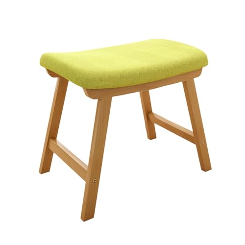 NMVAWIPT 2-teiliger Hocker Aus Baumwollleinen Mit Beinen Massivholz – Sitzfläche Hochdichtem Schwamm, Abnehmbarer, Waschbarer Bezug, rutschfeste Fußstütze(Green 1,L) von NMVAWIPT