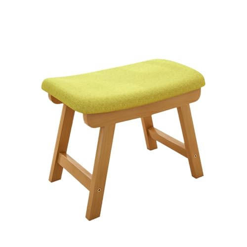 NMVAWIPT 2-teiliger Hocker Aus Baumwollleinen Mit Beinen Massivholz – Sitzfläche Hochdichtem Schwamm, Abnehmbarer, Waschbarer Bezug, rutschfeste Fußstütze(Green 1,M) von NMVAWIPT
