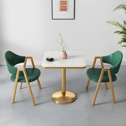 NMVAWIPT 2-teiliges Esszimmer-Set Mit Gepolsterten Stühlen Und Tisch, Moderne, Glamouröse, Quadratische Weiße Möbel Goldenem Metallsockel for Das Wohnzimmer(Dark Green) von NMVAWIPT