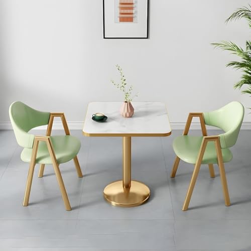 NMVAWIPT 2-teiliges Esszimmer-Set Mit Gepolsterten Stühlen Und Tisch, Moderne, Glamouröse, Quadratische Weiße Möbel Goldenem Metallsockel for Das Wohnzimmer(Light Green) von NMVAWIPT