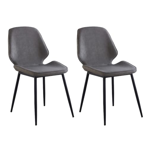 NMVAWIPT 2er-Pack Esszimmerstühle, Stuhl Mit Gepolsterter Rückenlehne Aus PU-Leder Und Eisenrahmen, 45 cm Sitzhöhe(Black) von NMVAWIPT