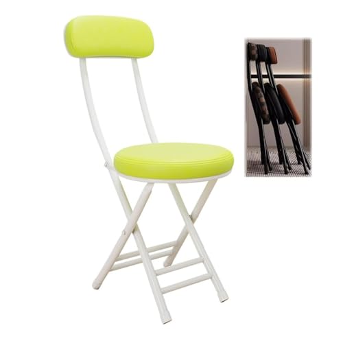NMVAWIPT 2er-Pack Faltbare Barhocker Mit Rückenlehne – Kompakte Runde Küchenhocker, Wasserdichter PU-Ledersitz for Esszimmer, Balkon, Schreibtisch(Light Green) von NMVAWIPT