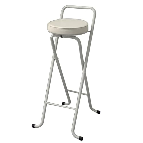 NMVAWIPT 2er-Pack Klappbarer Barhocker Mit Dickem Kissen – Tragbar, 100 Kg Tragkraft, for Küche, Wohnzimmer, Garten(White,65cm/26in) von NMVAWIPT