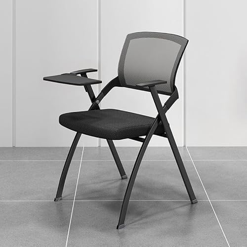 NMVAWIPT 2er-Pack Klappbarer Bürostuhl Mit Netzrückenlehne Und Schreibtischplatte – Stapelbarer Konferenzraumstuhl(Gray) von NMVAWIPT