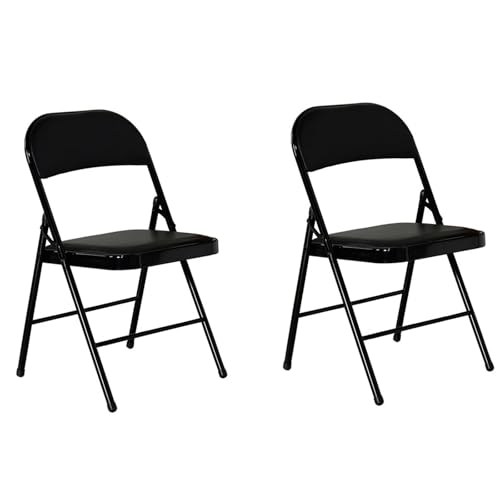 NMVAWIPT 2er-Pack Klappbarer Esszimmerstuhl Mit Gepolsterter Sitzfläche – Stabiler Stahlrahmen, Leicht Zu Verstauendes Design for Zuhause, Büro, Veranstaltungen(Black) von NMVAWIPT
