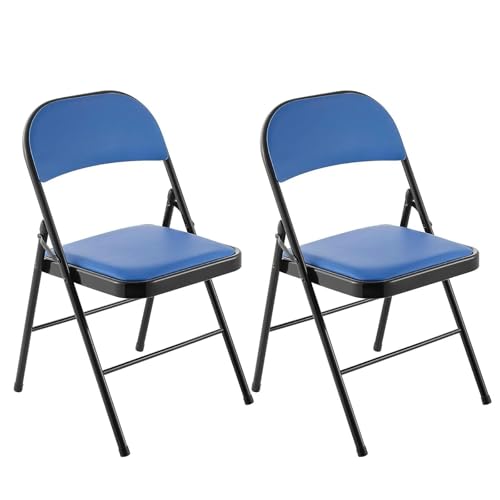 NMVAWIPT 2er-Pack Klappbarer Esszimmerstuhl Mit Gepolsterter Sitzfläche – Stabiler Stahlrahmen, Leicht Zu Verstauendes Design for Zuhause, Büro, Veranstaltungen(Blue) von NMVAWIPT