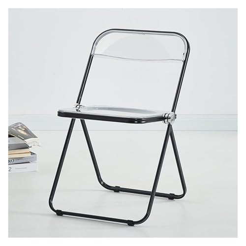 NMVAWIPT 2er-Pack Klappstühle Aus Klarem Acryl Mit Rückenlehne – Tragbarer, Zusammenklappbarer Hocker for Zuhause, Café, Bar(Black) von NMVAWIPT