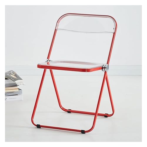 NMVAWIPT 2er-Pack Klappstühle Aus Klarem Acryl Mit Rückenlehne – Tragbarer, Zusammenklappbarer Hocker for Zuhause, Café, Bar(Red) von NMVAWIPT