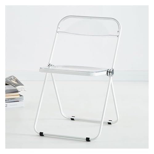 NMVAWIPT 2er-Pack Klappstühle Aus Klarem Acryl Mit Rückenlehne – Tragbarer, Zusammenklappbarer Hocker for Zuhause, Café, Bar(White) von NMVAWIPT