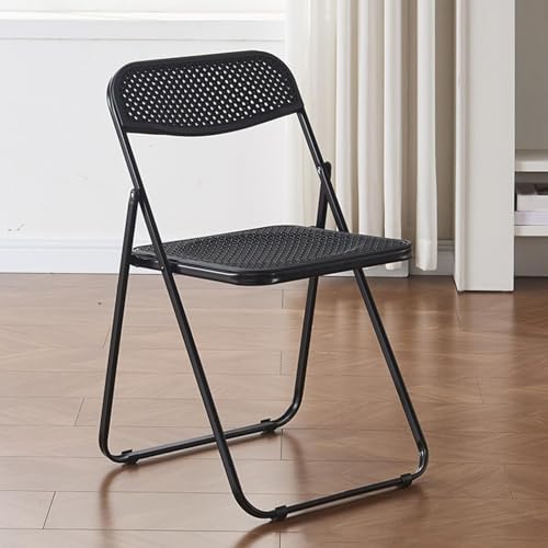 NMVAWIPT 2er-Pack Klappstühle Aus Kunststoff Mit Metallrahmen, Stapelbarer, Leichter Hocker for Den Innen- Und Außenbereich, 100 Kg Tragkraft(Black) von NMVAWIPT