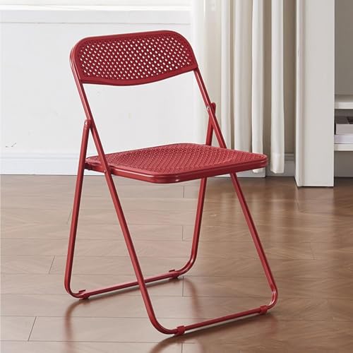 NMVAWIPT 2er-Pack Klappstühle Aus Kunststoff Mit Metallrahmen, Stapelbarer, Leichter Hocker for Den Innen- Und Außenbereich, 100 Kg Tragkraft(Red) von NMVAWIPT