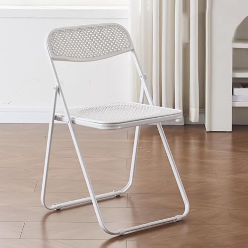 NMVAWIPT 2er-Pack Klappstühle Aus Kunststoff Mit Metallrahmen, Stapelbarer, Leichter Hocker for Den Innen- Und Außenbereich, 100 Kg Tragkraft(White) von NMVAWIPT