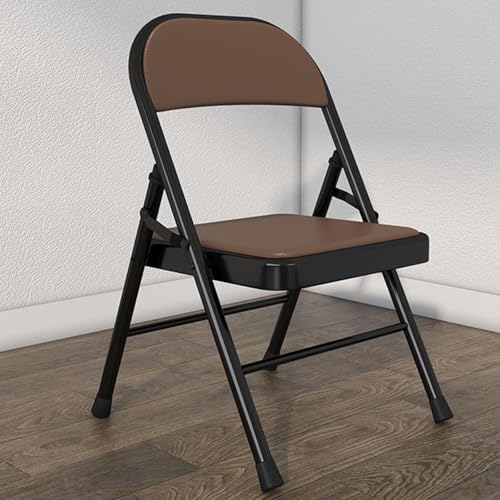 NMVAWIPT 2er-Pack Klappstühle for Die Freizeit – Basis Aus Verstärktem Stahl, Sitzfläche PVC-Leder, Gepolsterte Rückenlehne Zuhause, Büro, Arbeitszimmer(Brown) von NMVAWIPT